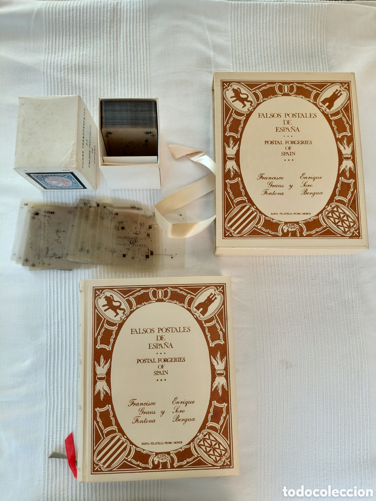 Sellos: Falsos Postales de Espa&ntilde;a (1977) - Graus y Soro - Completo con Estuche y Fichas Transparentes