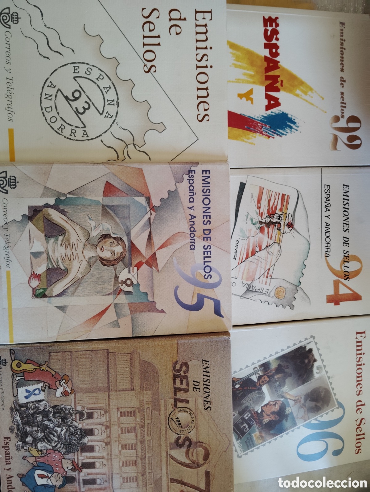 Sellos: Sellos Espa&ntilde;a y Andorra del 1992 al 1997. 6 libros completos de Espa&ntilde;a y Andorra desde 1992 a 1997.