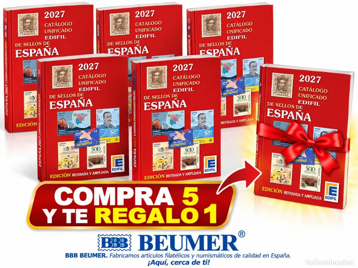 Sellos: Cat&aacute;logo Sellos Edifil 2027. A todo color. Revisado y actualizado. COMPRA 5 Y TE REGALO 1