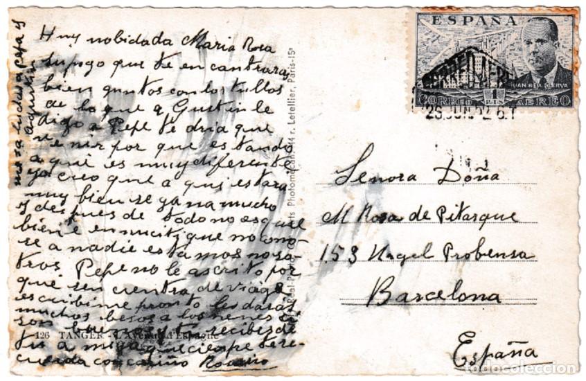 Sellos: Postal de Tanger a Barcelona - Foto 3