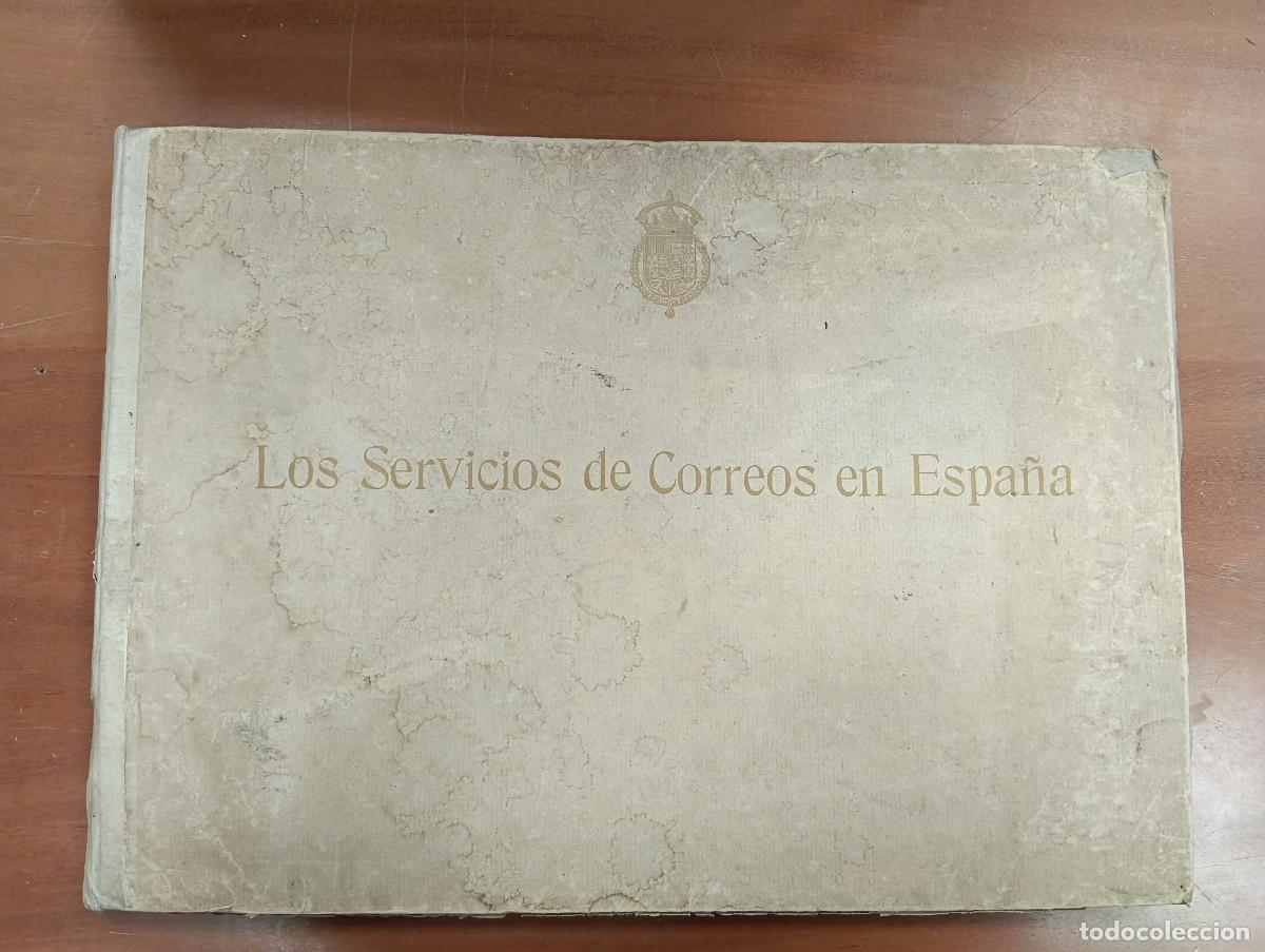 Sellos: Los Servicios de Correos en Espa&ntilde;a. Cartorgrafia y planos. Bar&oacute;n, D. Fernando [director de correos].