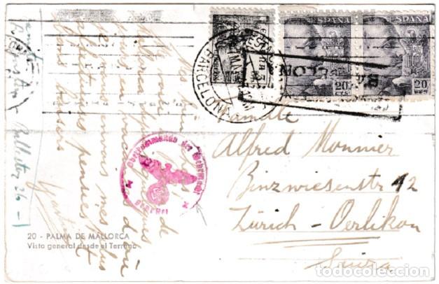 Sellos: 1943. Postal de Mallorca a Zurich - Foto 4