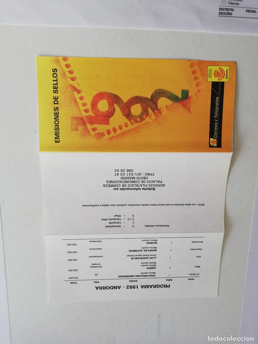 Sellos: TRIPTICO EMISIONES DE SELLOS A&Ntilde;O 1992 - Foto 3