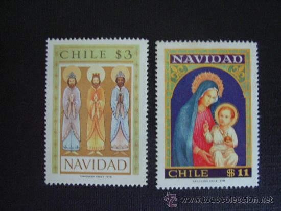 Sellos: CHILE N&ordm; YVERT 505/6*** A&Ntilde;O 1978.  NAVIDAD - Foto 1