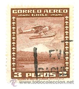 Sellos: 2-chile97ae. Sello usado Chile. Yvert nº 97 Aéreo. Hidravión