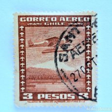 Sellos: SELLO POSTAL CHILE 1935 , 3 $. AVION AEROPLANO SOBRE LAGO, CORREO AEREO. Lote 157193714