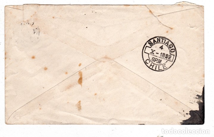 Sellos: ENTERO POSTAL CIRCULADO CHILE 1892 - Foto 2