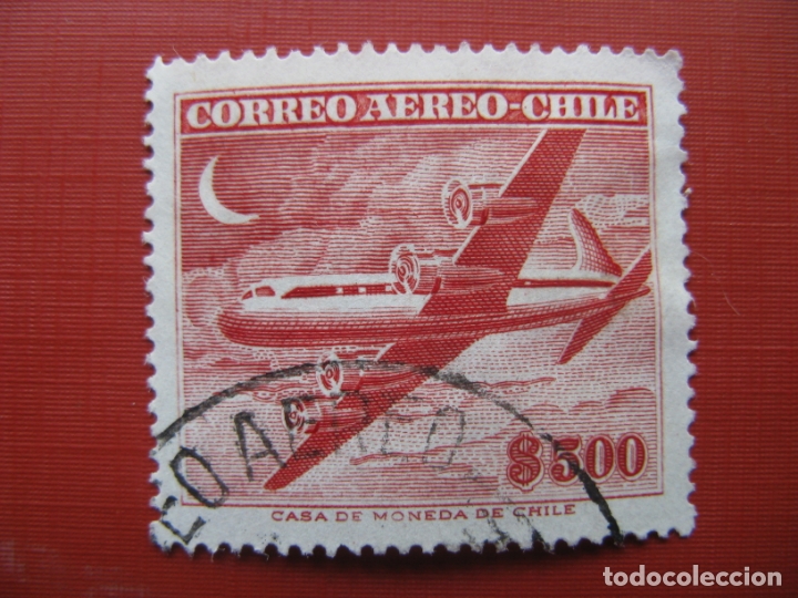 Sellos: chile 1955, Yvert 163B aereo - Foto 1