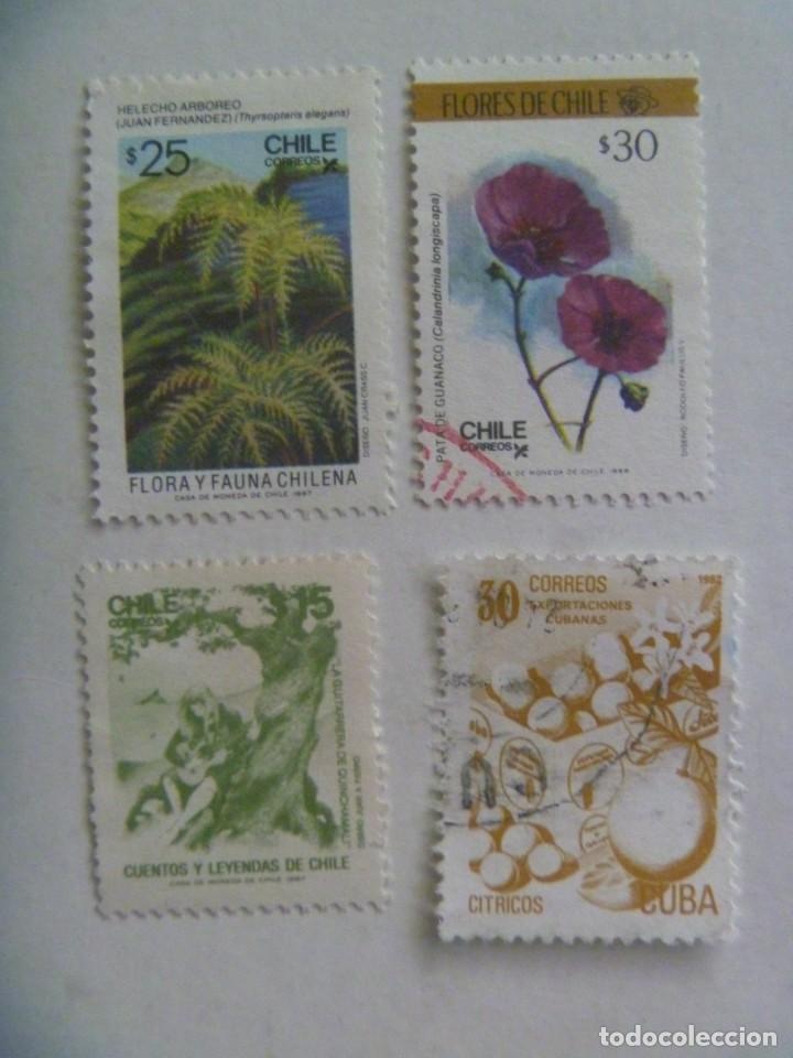 Sellos: LOTE DE 4 SELLOS DE CHILE : FLORA DEL PAIS - Foto 1