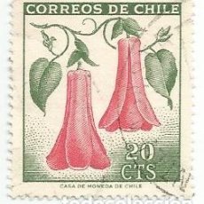 Sellos: SELLO USADO DE CHILE DE 1969-FLORES COPIHUE -YVERT 333- VALOR 20 CENTAVOS-