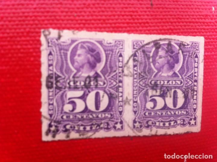Sellos: SELLO USADO. CHILE. 50 CENTAVOS. COL&Oacute;N - Foto 1