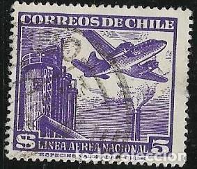 Sellos: CHILE A&Eacute;REO YVERT 135 - Foto 1