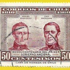 Sellos: CHILE. 1965. PRIMER GOBIERNO NACIONAL. MAUEL RODRIGUEZ Y JUAN MACKENNA. Lote 313947143