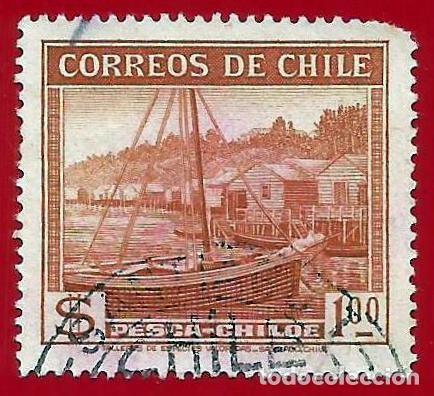 Sellos: CHILE. 1938. PESCA EN CHILOE - Foto 1