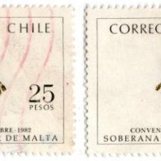Sellos: CHILE. CONVENIO POSTAL CHILE-ORDEN DE MALTA. S. COMPLETA. 1983. YT-616-17. USADO CON CHARNELA