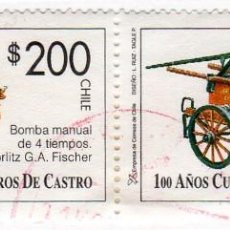 Sellos: CHILE. I CENTENARIO DEL CUERPO DE BOMBEROS DE CASTRO. 1996. YT-1395-1393. USADO CON CHARNELA. Lote 363875235
