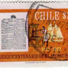 Sellos: CHILE. CL ANIVERSARIO DEL PERIÓDICO ”EL MERCURIO DE VALPARAISO”. 1977. YT486. USADO CON CHARNELA.. Lote 364192031