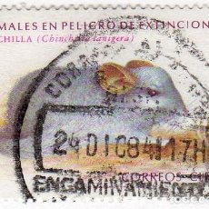 Sellos: CHILE. ANIMALES EN PELIGRO DE EXTINCIÓN. CHINCHILLA. 1984. YT-676. USADO CON CHARNELA.. Lote 364192386