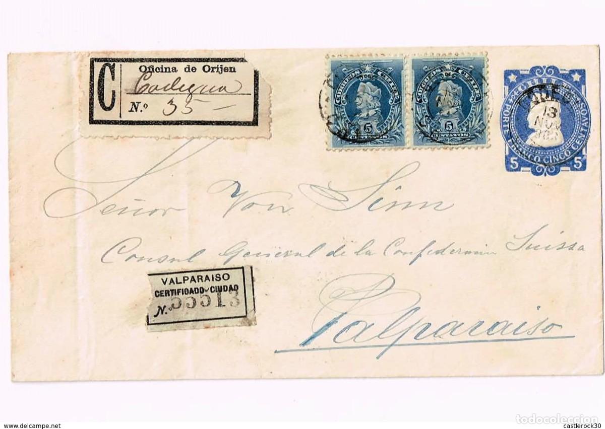 Sellos: R) 1903 CHILE, CODEGUA TO VALPARAISO, LETTER WITH RECEPTION - Foto 1