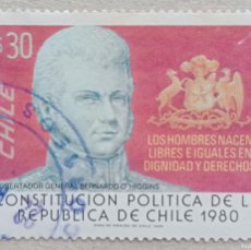 Sellos: 1975. CHILE. BERNARDO O’HIGGINS, LIBERTADOR. CONSTITUCIÓN POLÍTICA REPÚBLICA DE CHILE 1980. USADO.. Lote 389162684