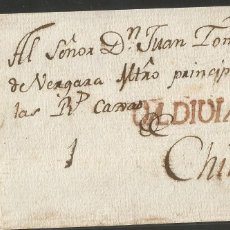 Sellos: O) 1799 CIRCA, CHILE, VALDIVIA, MARK IN RED, PREPHILATELIC. PRESTAMP, ADDRESS TO GOVERNOR TOMAS DE V