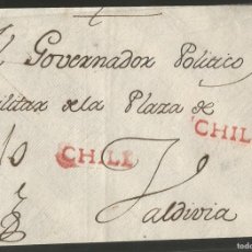 Sellos: O) 1788 CIRCA, CHILE, PREPHILATELIC - PRESTAMP, CHILE MARK IN RED, ADDRESSE TO JUAN CLARK, GOVERNOR