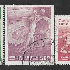 Sellos: SE)1962 CHILE SPORTS SERIES, WORLD FOOTBALL CHAMPIONSHIP '62, 3 CTO STAMPS