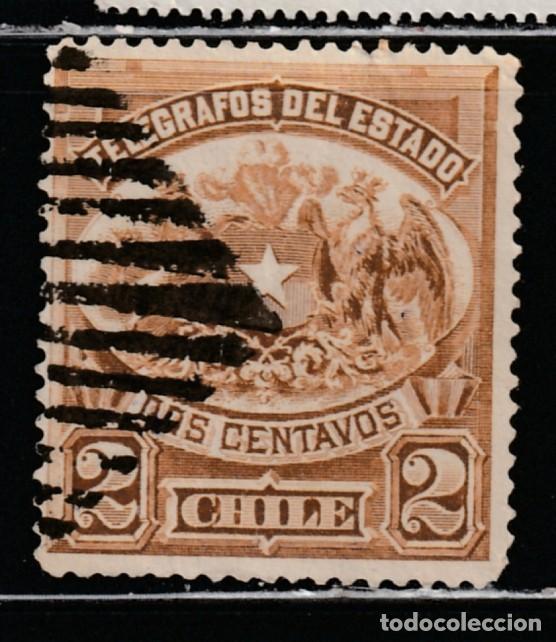 Sellos: CHILE // YVERT 2 TELEGRAFOS // 1893 .... USADO - Foto 1