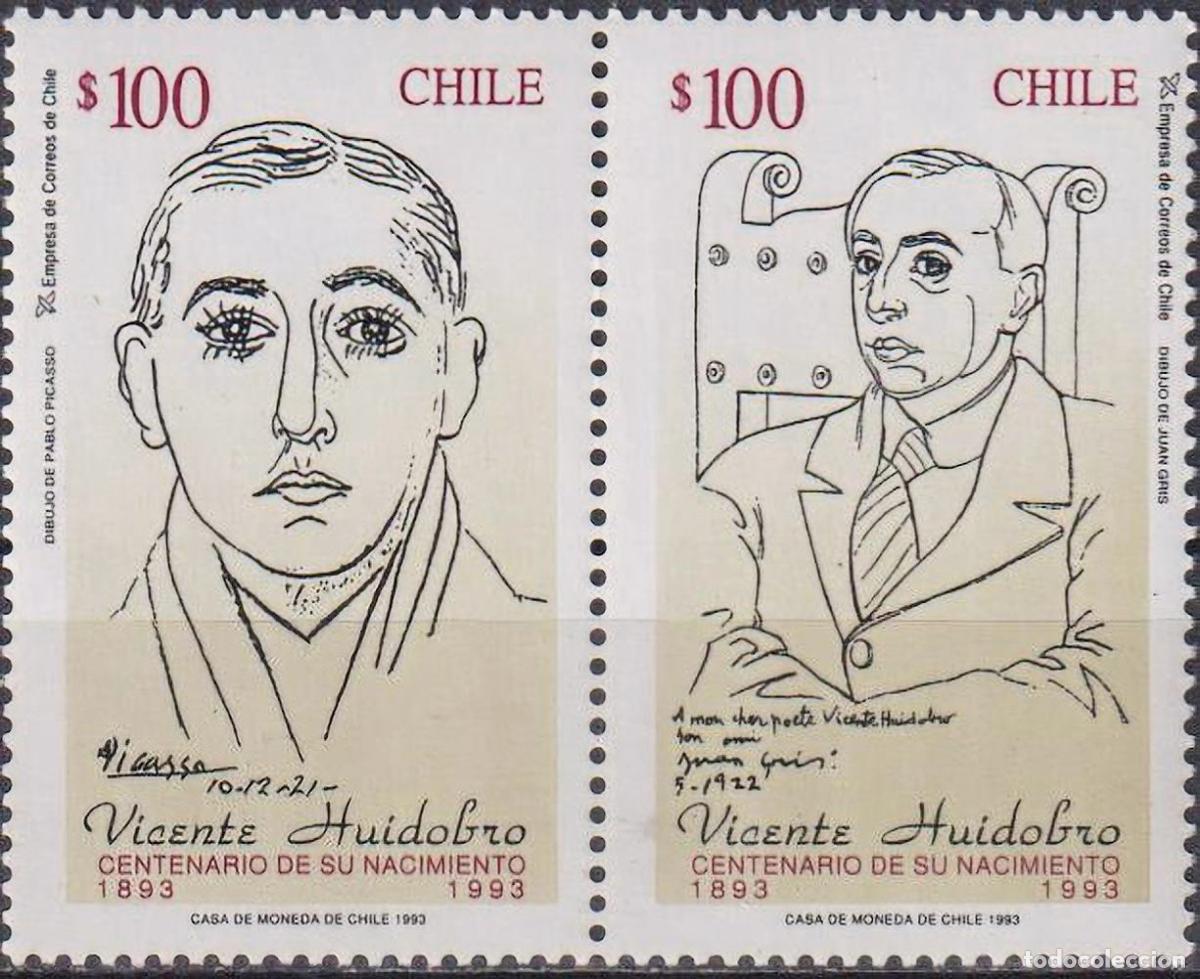 Sellos: Chile 1993 poetas MNH - Foto 1