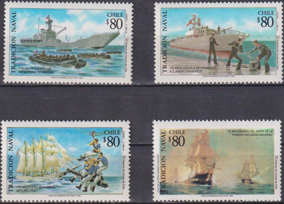Sellos: Chile 1993 Tradiciones mar&iacute;timas Buques MNH - Foto 1