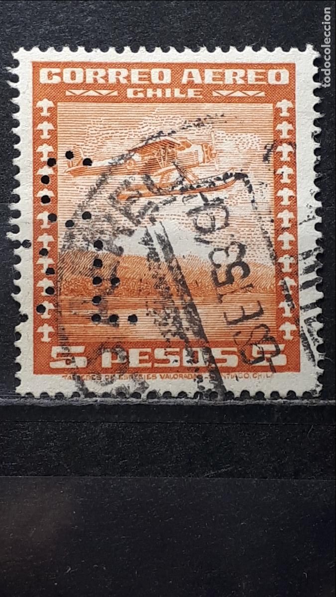 Sellos: CHILE. &deg;. PERFORADO. A&Ntilde;O 1934. YVERT AEREO 42 - Foto 1