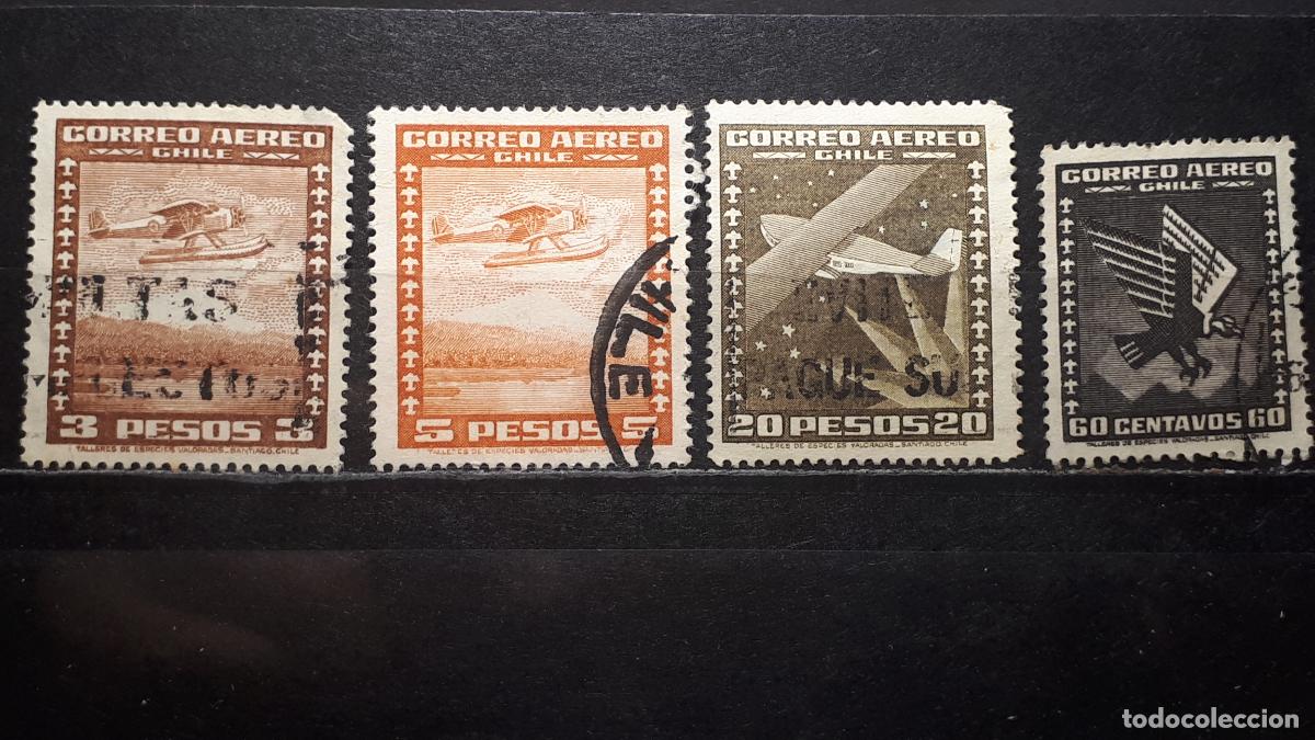 Sellos: CHILE . A&Eacute;REO (*). YVERT 35, 40, 42 Y 46. - Foto 1