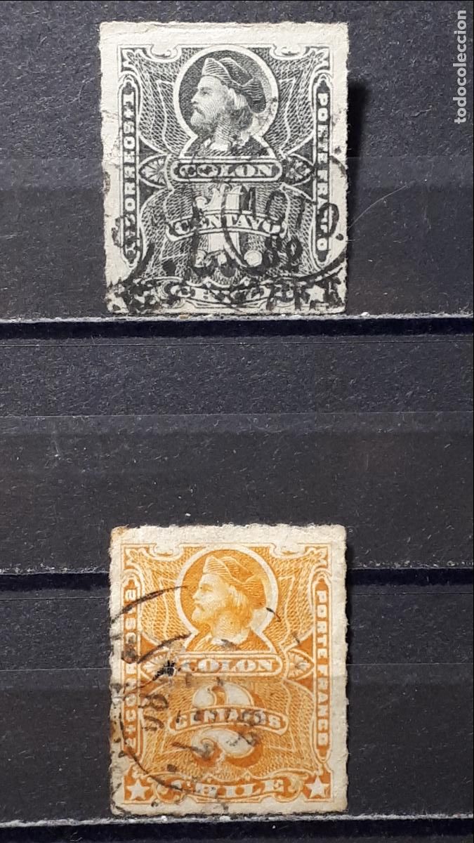 Sellos: CHILE. A&Ntilde;O 1877. &deg;. YVERT 16, 17 - Foto 1