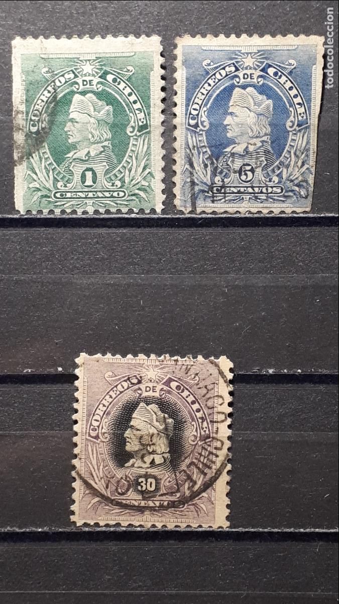 Sellos: CHILE. A&Ntilde;O 1901. &deg;. YVERT 42, 44, 46 - Foto 1