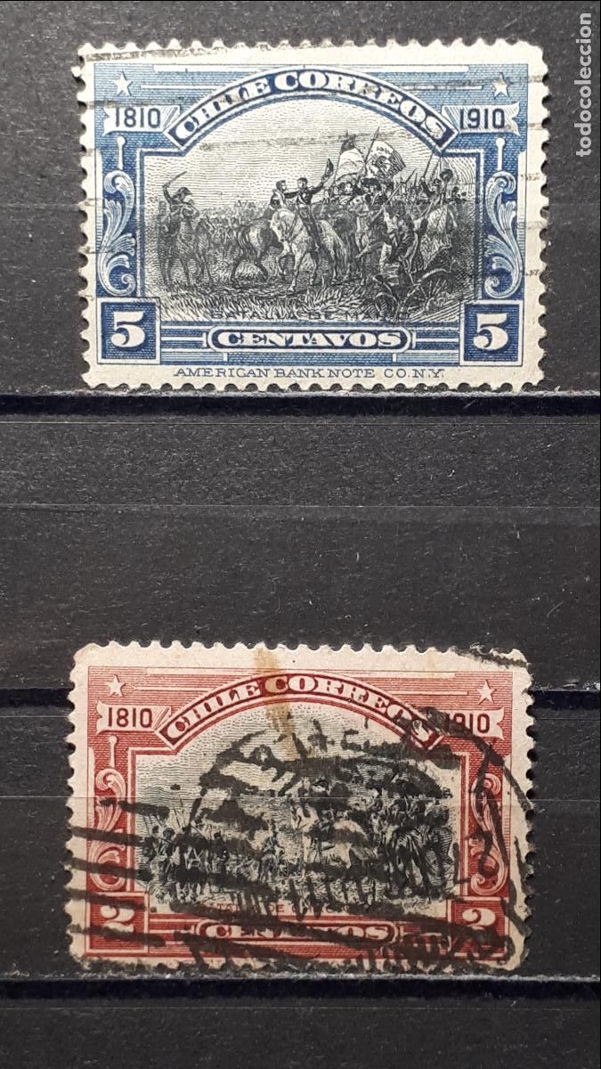 Sellos: CHILE. A&Ntilde;O 1910. &deg;. YVERT 72, 74 - Foto 1