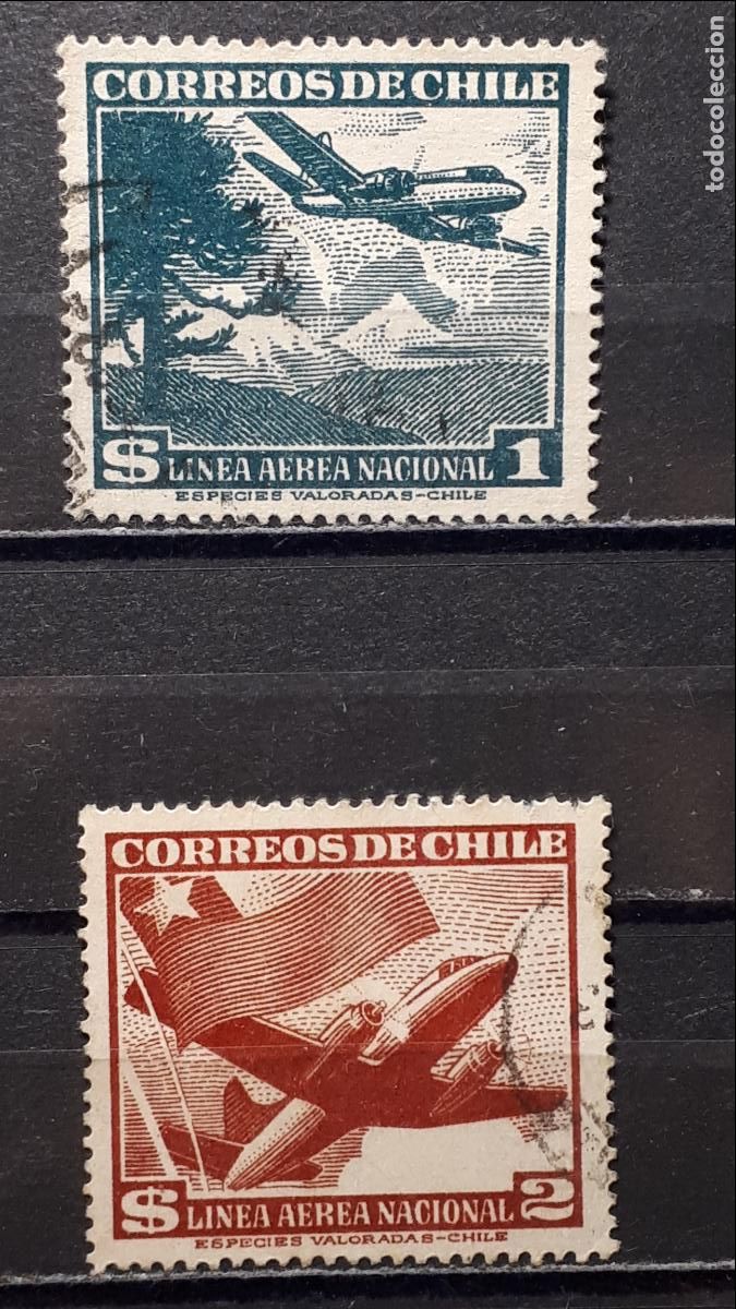 Sellos: CHILE. A&Ntilde;O 1950. &deg;. YVERT A&eacute;reo 131, 132 - Foto 1