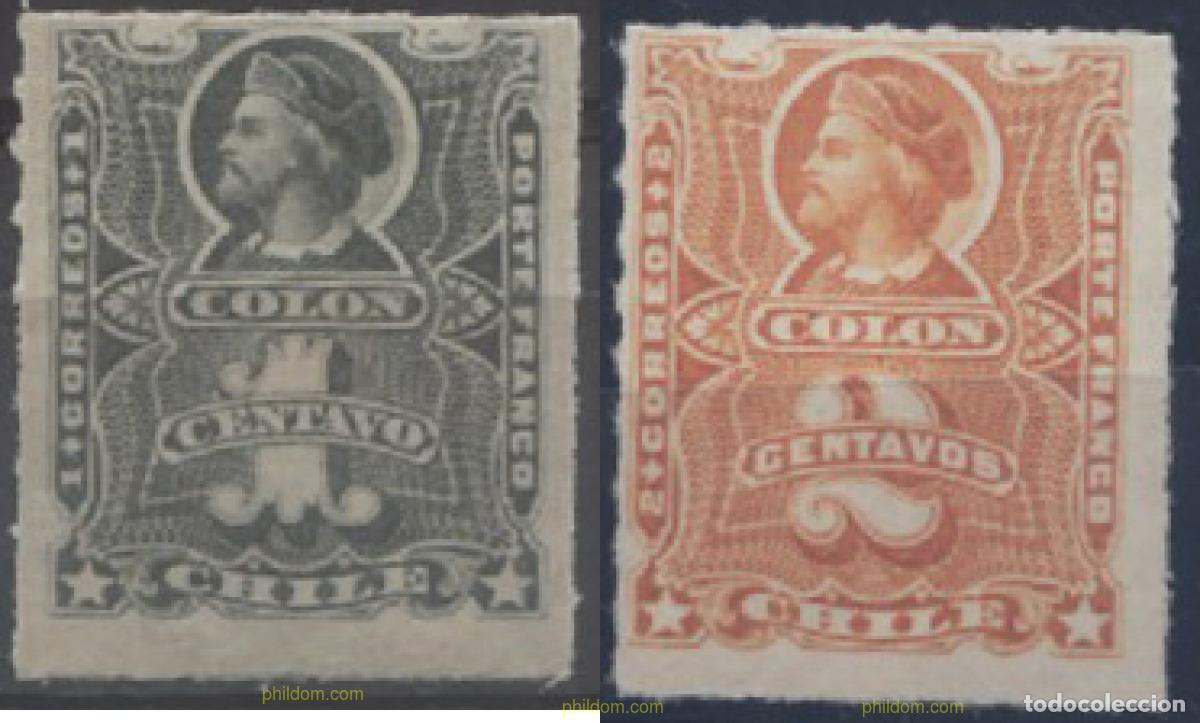 Sellos: 655935 HINGED CHILE 1877 CRISTOBAL COLON - Foto 1