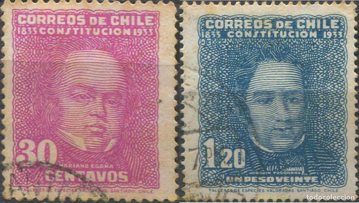 Sellos: 670413 USED CHILE 1934 CENTENARIO DE LA CONSTITUCION - Foto 1