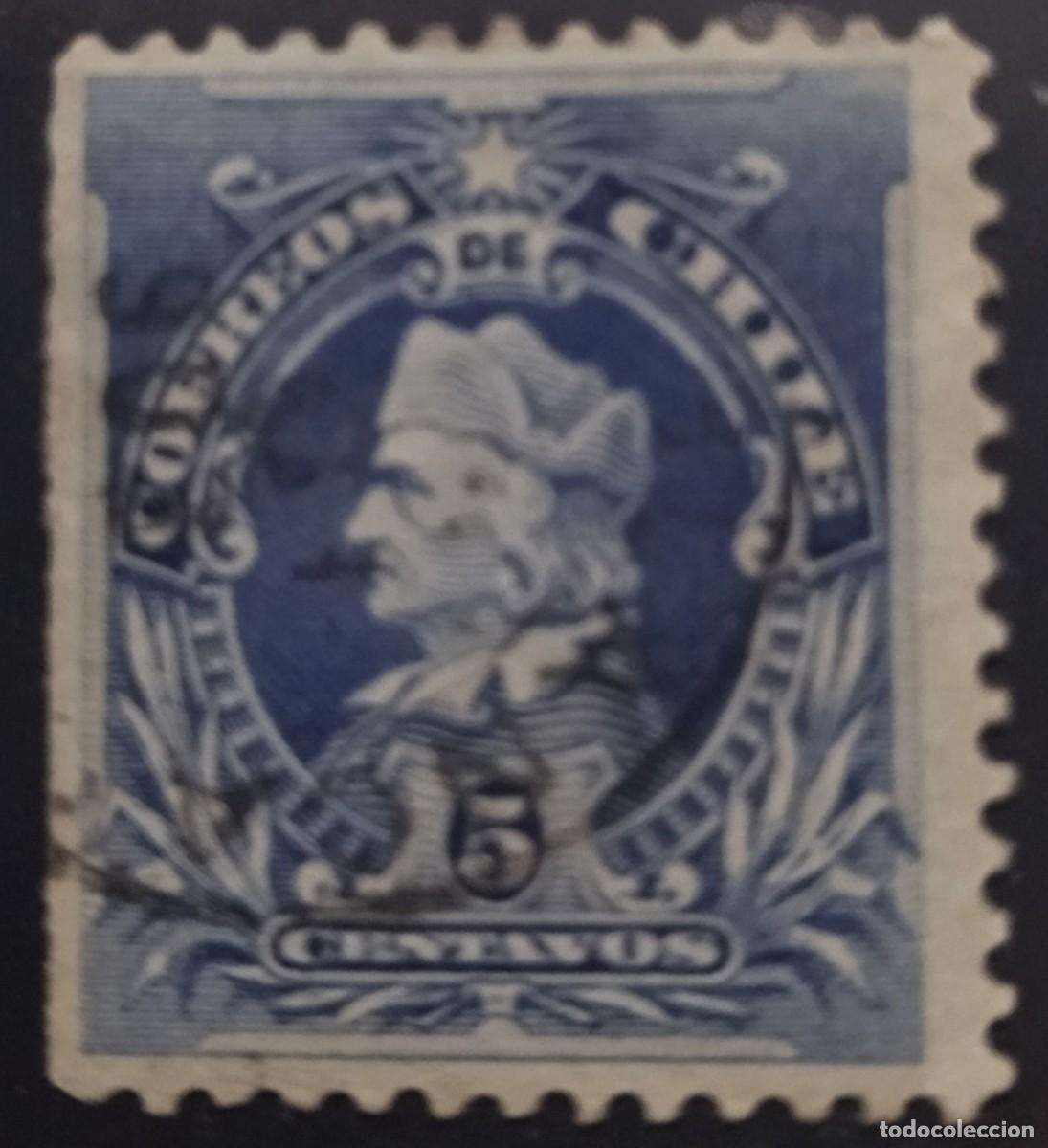 Sellos: CHILE 1901 Crist&oacute;bal Col&oacute;n. USADO. - Foto 1