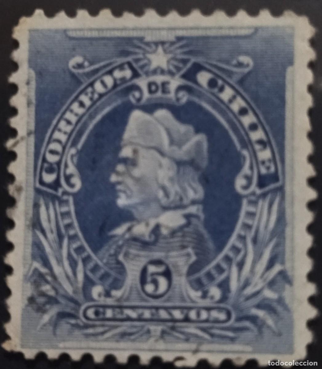 Sellos: CHILE 1901 Crist&oacute;bal Col&oacute;n. USADO. - Foto 1