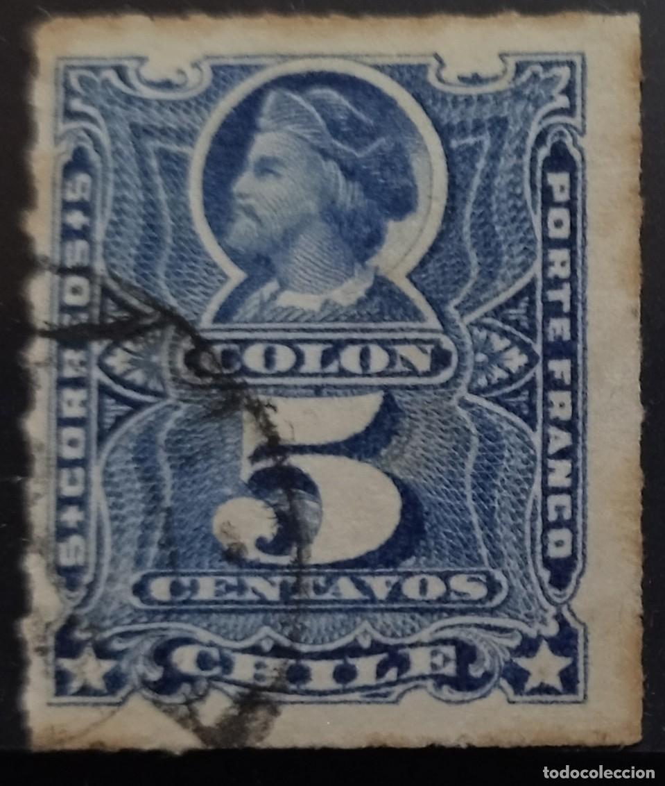 Sellos: CHILE 1883 -1889 Crist&oacute;bal Col&oacute;n. USADO. - Foto 1