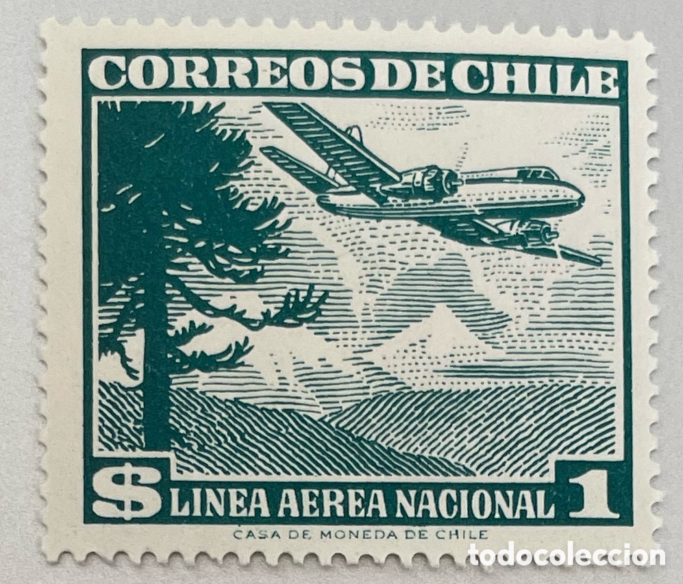 Sellos: Chile. Serie Aereo. 1951 - Foto 1