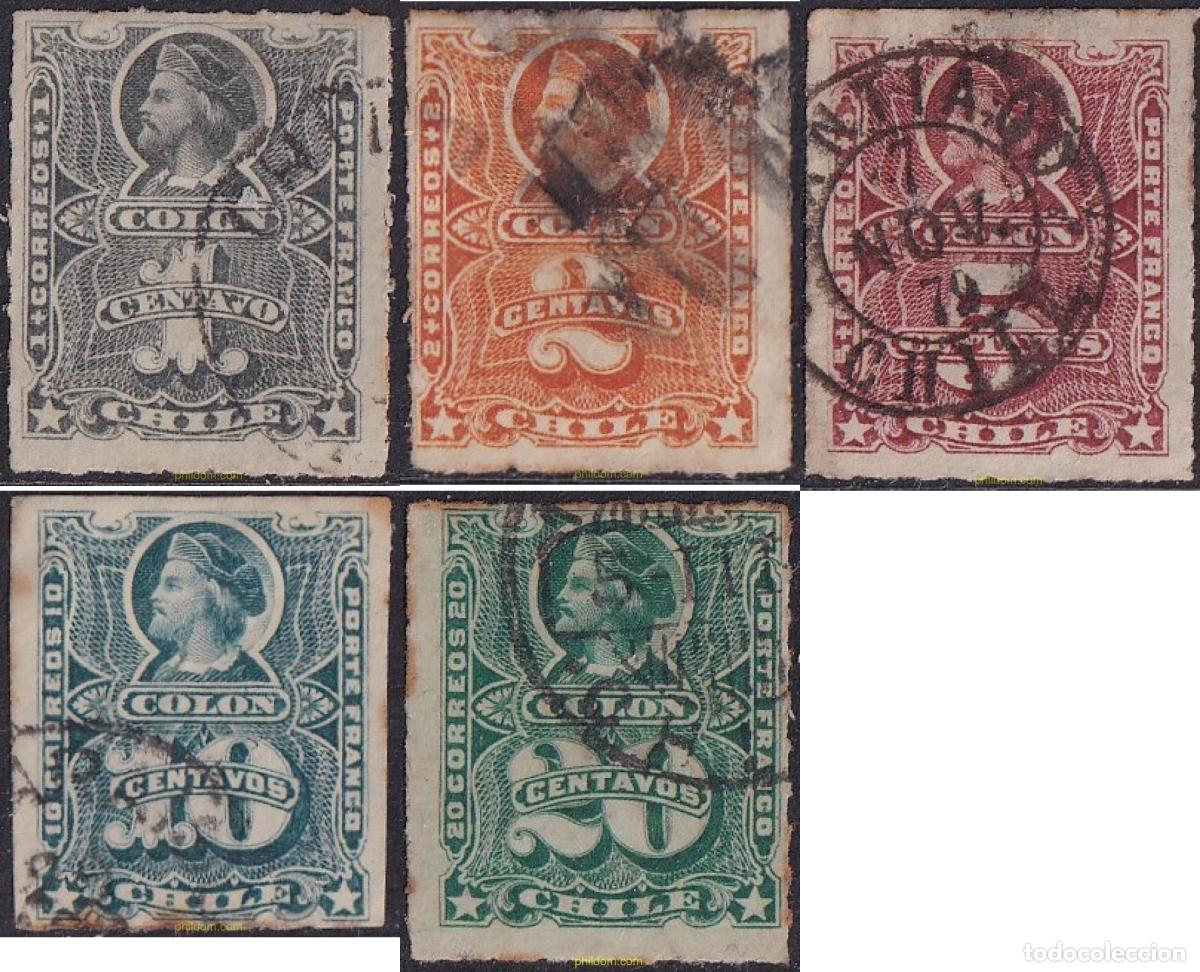 Sellos: 697462 USED CHILE 1877 CRISTOBAL COLON - Foto 1