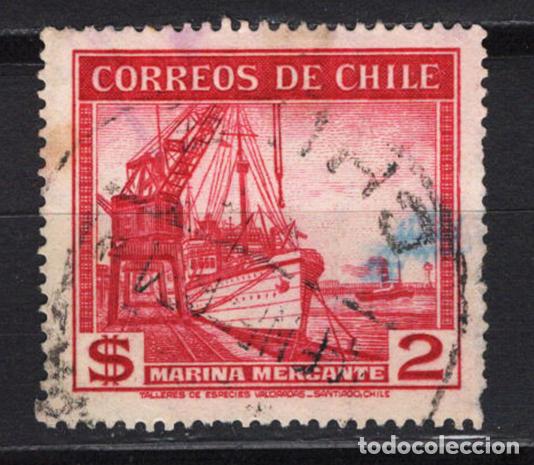 Sellos: CHILE 1943 usado BARCOS Yvert 199 - Foto 1