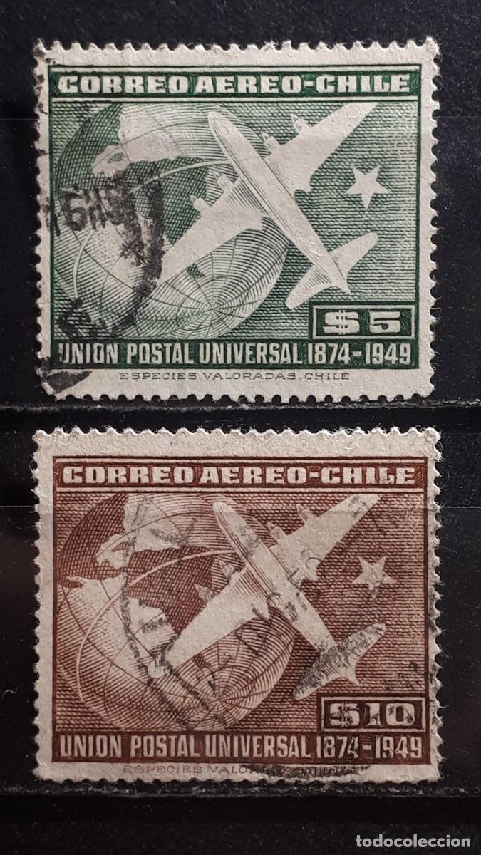 Sellos: CHILE. A&Ntilde;O 1950. &deg;. YVERT A&eacute;reo 126/7 - Foto 1