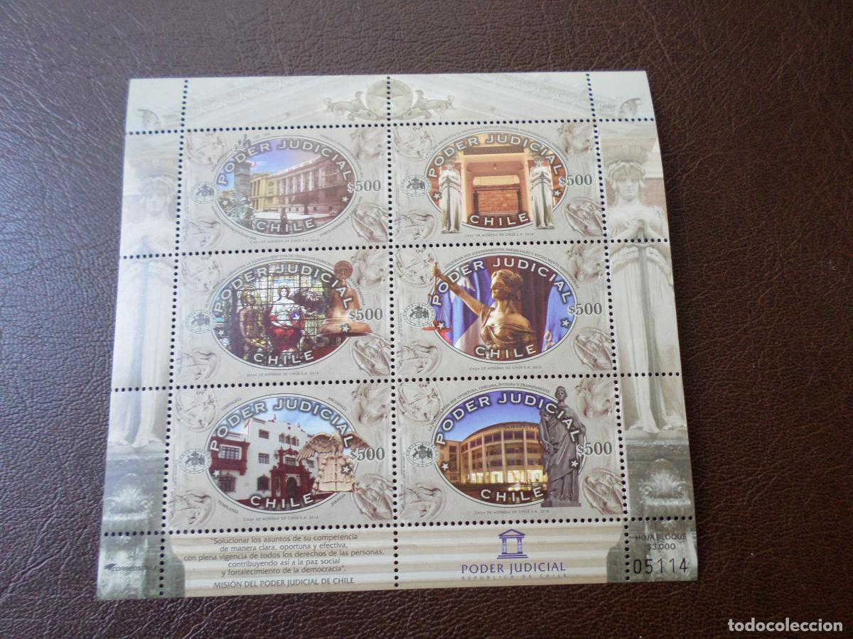 Sellos: :chile, 2015, hoja bloque poder judicial, Yvert 2093/98 - Foto 1