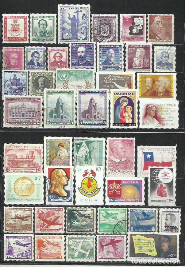 Sellos: Q869G-LOTE SELLOS ANTIGUOS CHILE SUR AM&Eacute;RICA CON CLAS&Iacute;COS.