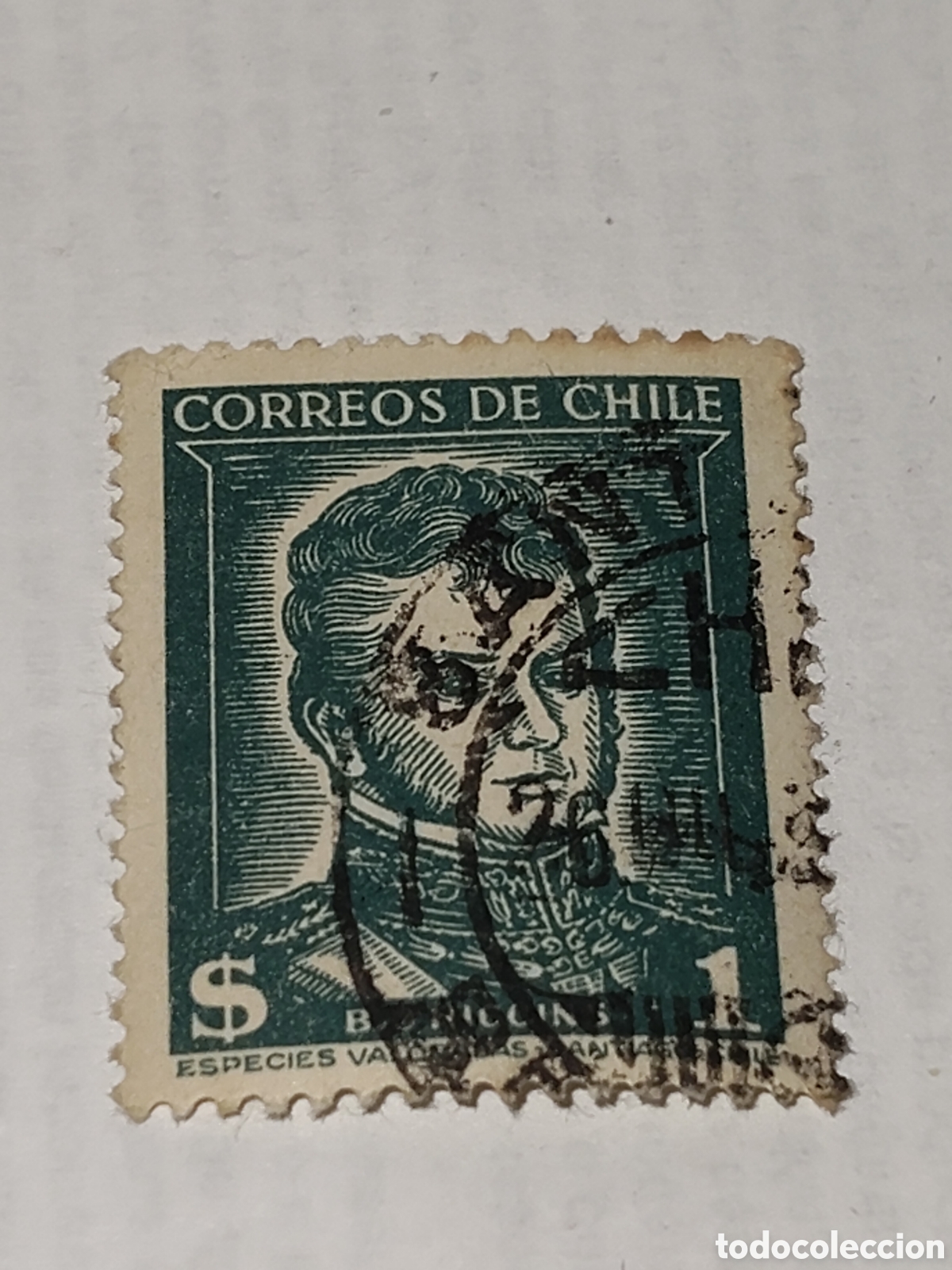 Sellos: Sello de Chile Bernardo O'Higgins pr&oacute;cer de la Independencia de Chile 1952-56
