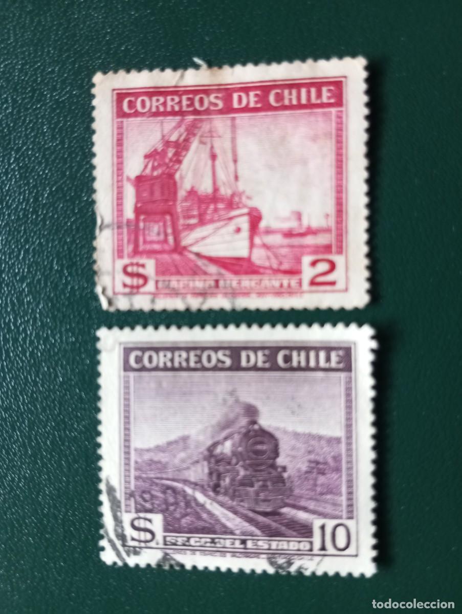 Sellos: CHILE, 1938, MARINA MERCANTE Y FERROCARRIL,