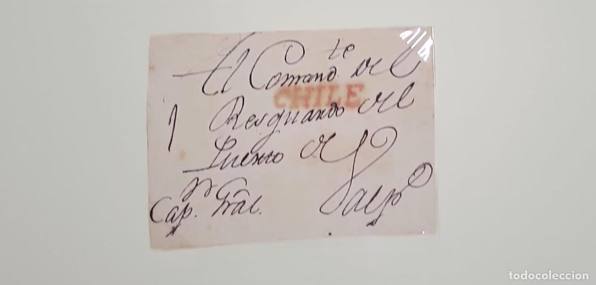 Sellos: O) CHILE, SANTIAGO, MARK IN RED, FRAGMENT, PRESTAPM - PREPHILATELIC, COMMANDER OF THE PORT SECURITY